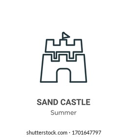 Icono de vector de contorno de sierra. Icono de castillo de arena negra fina, vector plano ilustración de elemento simple del concepto de verano editable trazo aislado sobre fondo blanco