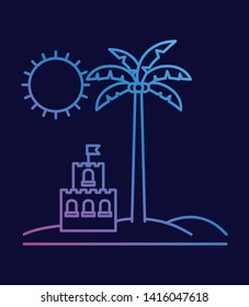 Sand castle and palm tree design
