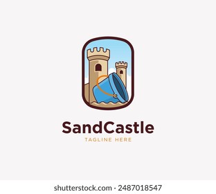 Sand Castle property real estate building logo design. Tower castle illustration vector