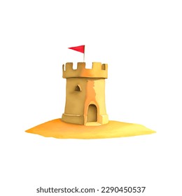 sand castle with style hand drawn digital painting illustration