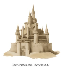 sand castle with style hand drawn digital painting illustration