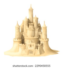 sand castle with style hand drawn digital painting illustration
