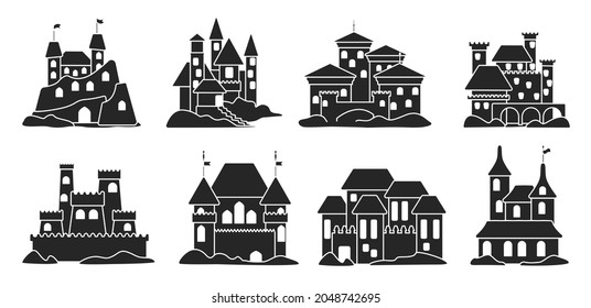 Sand castle vector black set icon. Vector illustration sandcastle on white background. Isolated black set icon fairy tower.