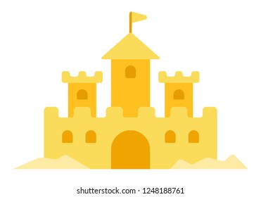 Sand castle vector flat icon isolated on white