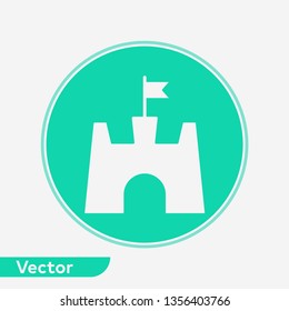 Sand castle vector icon sign symbol