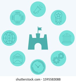 Sand castle vector icon sign symbol