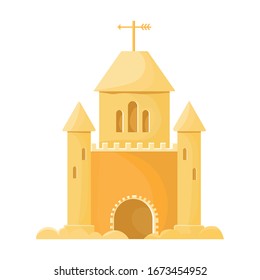 Sand castle vector icon.Cartoon vector icon isolated on white background sand castle .