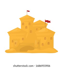 Sand castle vector icon.Cartoon vector icon isolated on white background sand castle.