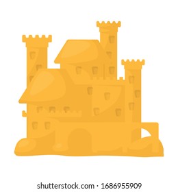 Sand castle vector icon.Cartoon vector icon isolated on white background sand castle.