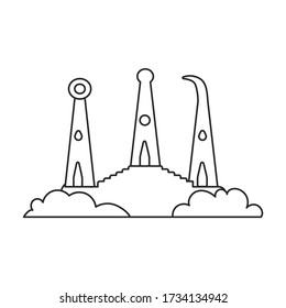Sand castle vector icon.Outline vector icon isolated on white background sand castle .