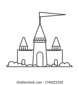 Sand castle vector icon.Outline vector icon isolated on white background sand castle .