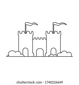 Sand castle vector icon.Outline vector icon isolated on white background sand castle .