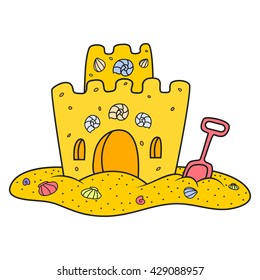 sand castle, vector illustration.  Cartoon 