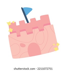 Ilustración vectorial de castillo de arena aislada en fondo blanco