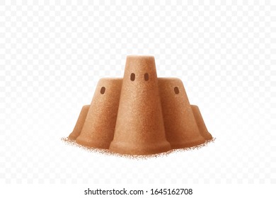 Sand castle, vector illustration on isolated background. 