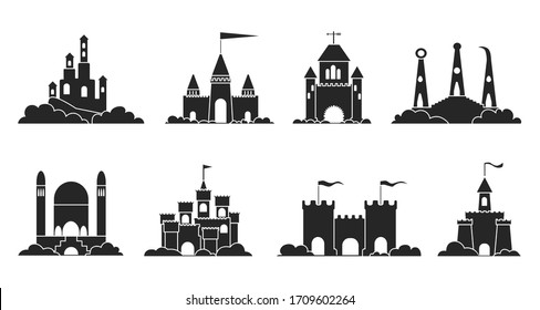 Sand castle vector illustration on white background . Sandcastle vector black set icon. Isolated black set icon sand castle.