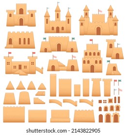 Sand castle vector illustration on white background, sand castle constructor