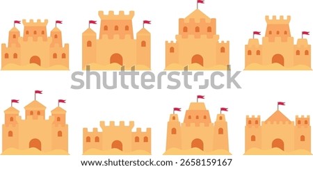 Sand Castle Vector is a playful beach-themed design featuring detailed sandcastles, ideal for summer, vacation, and children’s illustrations.