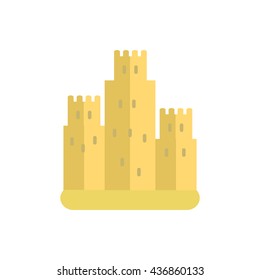 Sand castle.Icon on isolated background