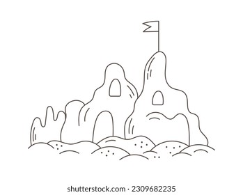 Castillos De Arena En La Ilustración Del Vector De Playa