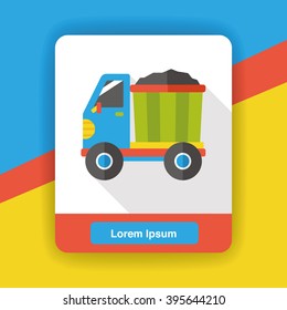 sand cement truck flat icon