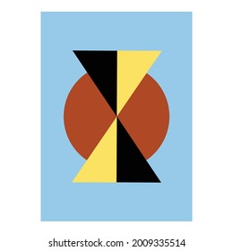 Sand clock Abstract Geometric Wall Art. Mid Century Illustration in Minimal Style for house Decoration Background. Shape Art Set of soft color painting in boho style. poster template layouts.