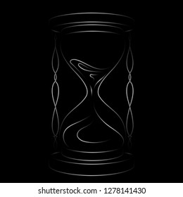 Sand clock with abstract line on black background. Vector illustration.