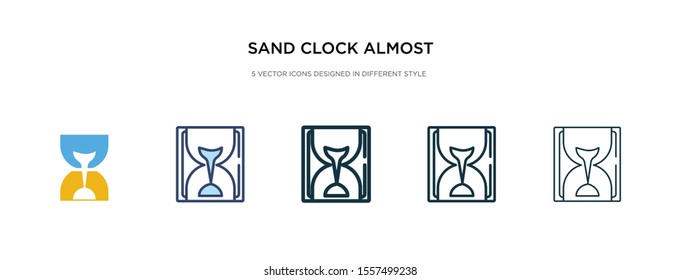 sand clock almost finish icon in different style vector illustration. two colored and black sand clock almost finish vector icons designed in filled, outline, line and stroke style can be used for