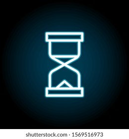Sand clock blue neon icon. Simple thin line, outline vector of time icons for ui and ux, website or mobile application