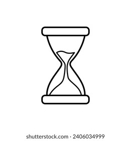 Sand clock. Coloring page, icon, black and white vector illustration.