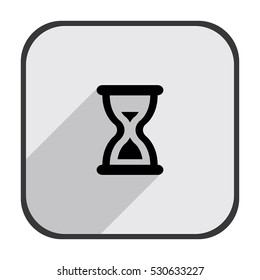 Sand clock cursor - black vector icon  with long shadow