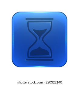 sand clock cursor icon - glossy blue button