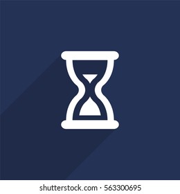 Sand clock cursor vector icon with long shadow isolated on  blue