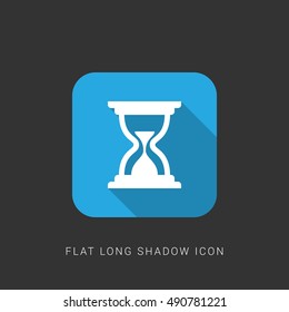 Sand clock Flat blue long shadow Icon / Logo Design