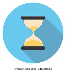 sand clock flat icon in circle