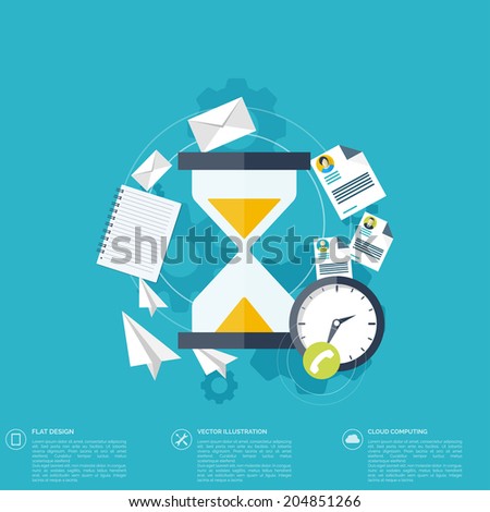 Sand clock flat icon. World time concept. Business background. Internet marketing. Daily infographic.