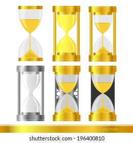 Sand Clock Glass Timer Icons on White Background