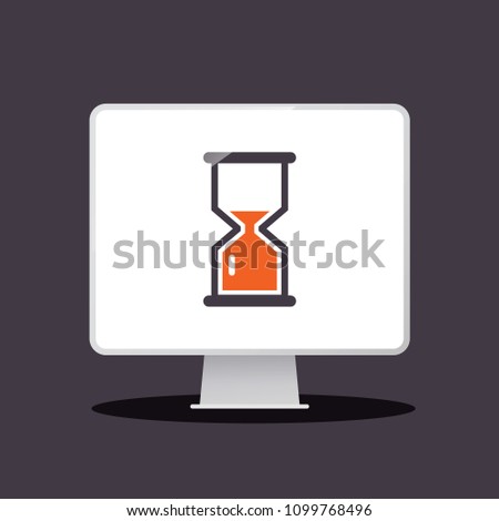 Sand Clock - Hourglass Icon on Computer. Vecto App Icon.