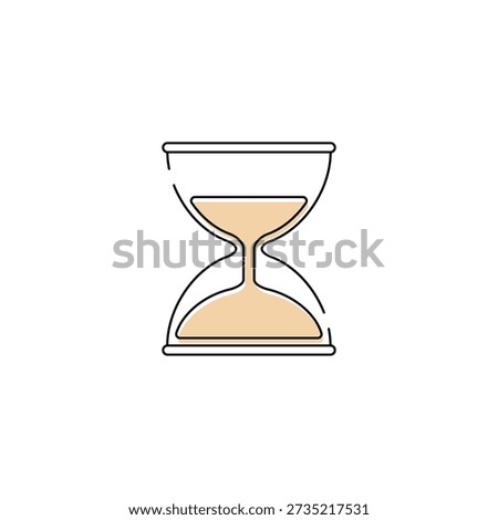 Sand clock, hourglass, outline, simple, black and orange, adjustable stroke
