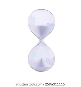 Sand clock hourglass. Time flow watch in glass bulb. Vector transparent sandglass countdown. Budget timer 3d icon. Abstract realistic gold game deadline. Geometric flowing modern half passed period