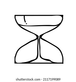 ilustración vectorial en blanco y negro del icono de reloj de arena. 