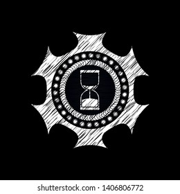 sand clock icon with chalkboard texture