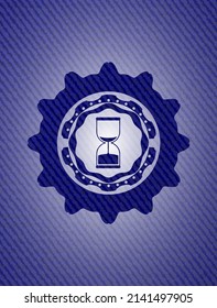 icono de reloj de arena con textura de denim. 