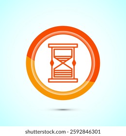 Sand clock icon design illustration. Hourglass symbol, Time measuring sign, Orange color button design