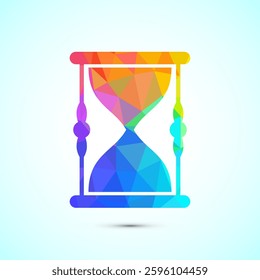 Sand clock icon design illustration. Hourglass symbol, Time measuring sign, low poly style