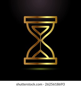 Sand clock icon design illustration. Hourglass symbol, Time measuring sign in gold color style