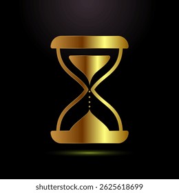 Sand clock icon design illustration. Hourglass symbol, Time measuring sign in gold color style