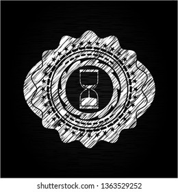 sand clock icon drawn with chalkboard texture