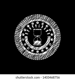 sand clock icon drawn with chalkboard texture