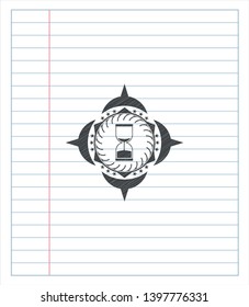 sand clock icon drawn with pencil strokes. Vector Illustration. Detailed.